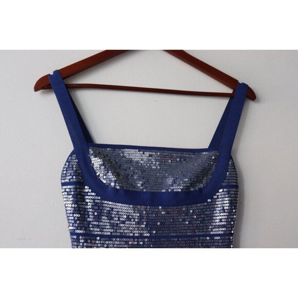Herve Leger Women's Small Ultramarine Blue Katherine Dress Bodycon Sequin Mini - Picture 7 of 11